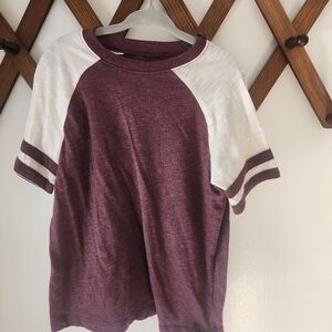 Old Navy Maroon and White Kids Short Sleeve Tee